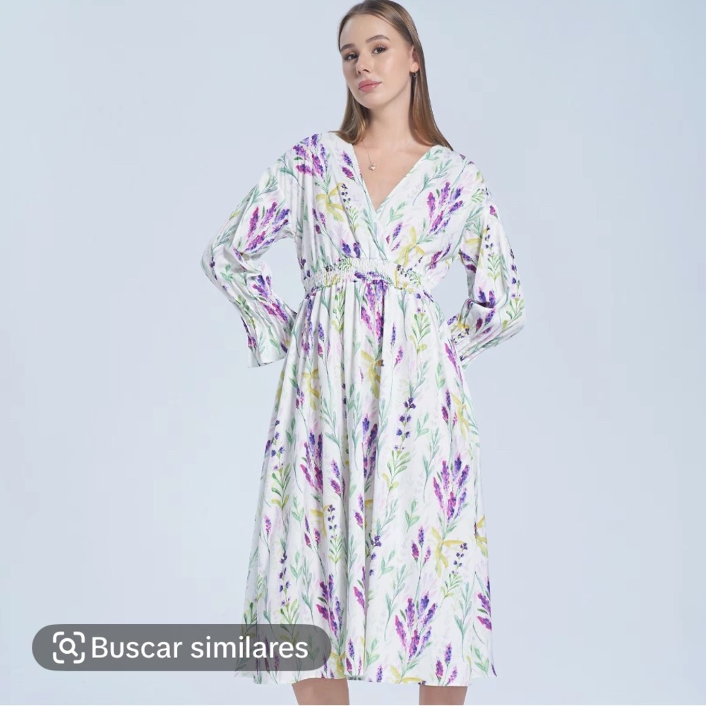 Floral White and Purple Dress